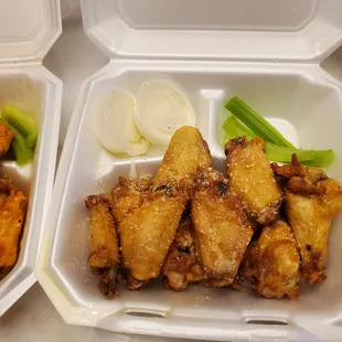 Garlic Parmesan Wings and Cajun Ranch Wings