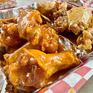 Mild Buffalo and Wet Cajun wings