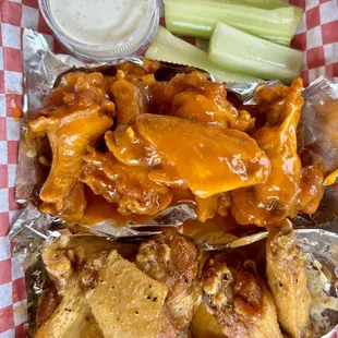 Mild Buffalo and Wet Cajun wings