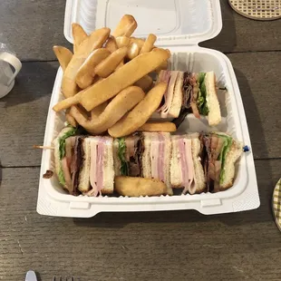 This is the club sandwich with fries
