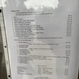 Breakfast menu 8/3/2021