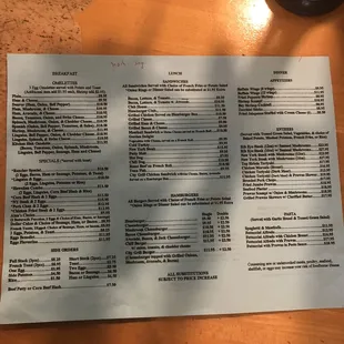 Full menu