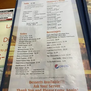 menu