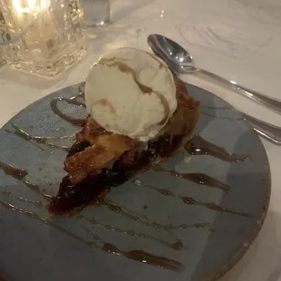 Cherry pie with Coca Cola sweet corn reduction.  Sublime