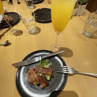 Avocado Toast with Bacon, Mimosa!