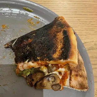 Over baked pizza