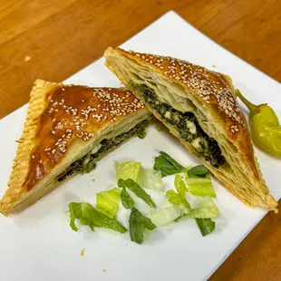 Spanakopita - Pastry filled with spinach and feta. GF. V.