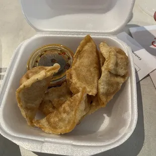 Potstickers. If you want them steamed they are the dumplings on the menu