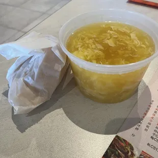 Small egg drop soup is about two servings