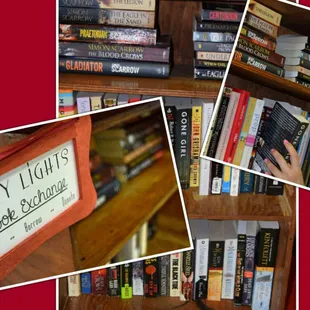 a book shelf full of books