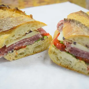 a sandwich cut in half