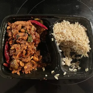 Kung Pao Chicken - not spicy, and so candied sweet had to throw away, awful.