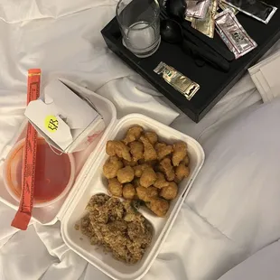 Sweet and sour chicken with fried rice