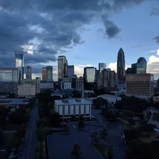 View of the Uptown Charlotte Skyline from the City Lights rooftop bar.