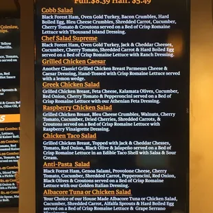 Salads Menu