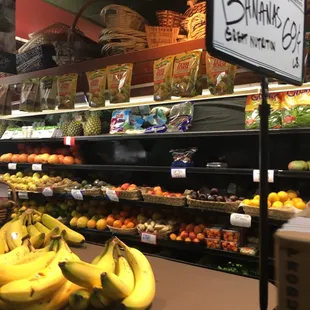 bananas and other fruits on display
