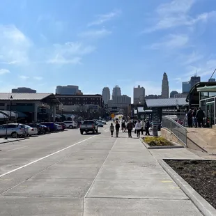 people walking on the sidewalk