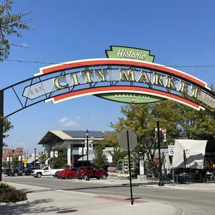 Gateway arch over the parking lot entry