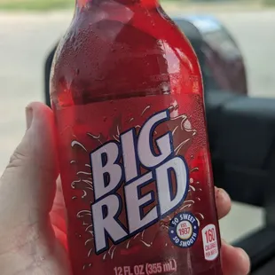Hard to find in an ice cold bottle. The cold sweet of the Big Red juxtaposed against the Smoky Beef is Nirvana