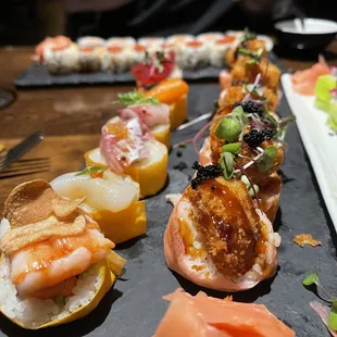 Ultimate Rainbow Roll and Panko Scallop roll
