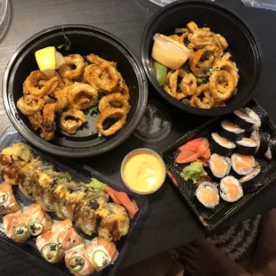 Salmon rolls, calamari, and more delectable sushi!