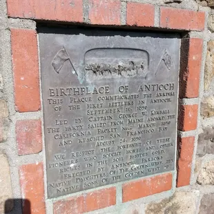 Plaque /monument at end of F St with W Second St.  As cross street.