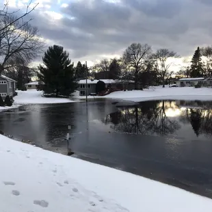 A lake where a field once was.