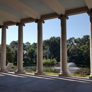 The view from inside the Peristyle overlooking the lagoon in City Park.