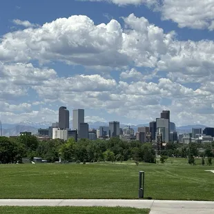 views of city and mountains