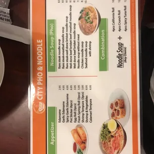 Appetizer and Pho options