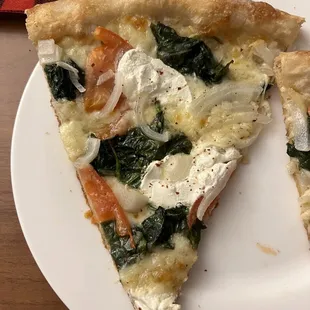 White pizza with spinach