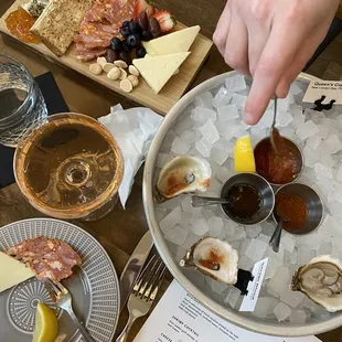 Charcuterie and oysters, so good!