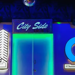 the entrance to the city side lounge
