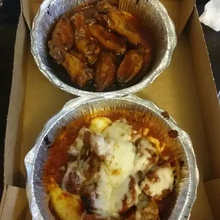 Top: BBQ  wings, Bottom: Meatball order