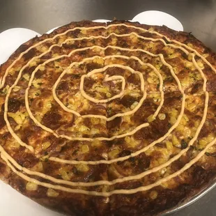 a pizza on a plate