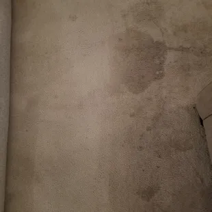 This is how dirty the carpets were - I had a rug down but that didn't help. Thank goodness Andrew got them clean so I got my deposit back!