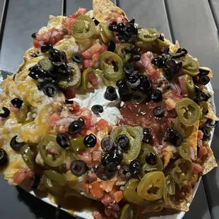 Chili cheese nachos with everything!