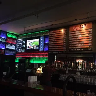 a bar with neon lights
