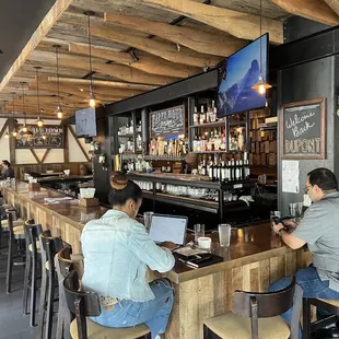 two men sitting at a bar