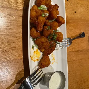 Buffalo cauliflower with ranch.