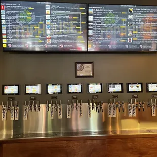 Tap wall and beer menu, with Local brews appropriately labeled!
