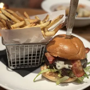 Blue cheese and bacon burger