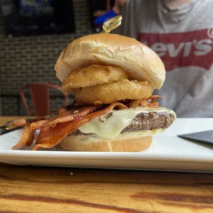 Mushroom Swiss burger.