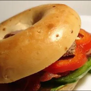 a bagel sandwich on a plate