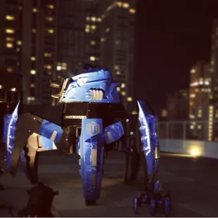 Robot-themed event--with giant robot on the balcony!