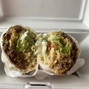 Burrito with beef fajita