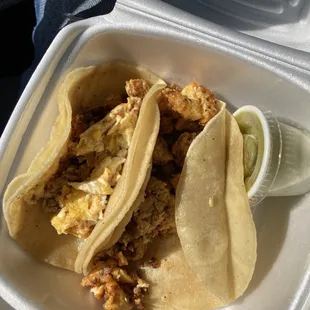 Chorizo and egg taco