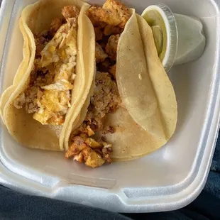 Chorizo and egg taco