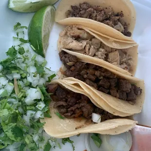 Piccadillo, chicken and 2 carne asada tacos ( about $7)