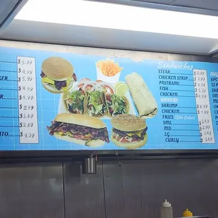 Picture of the menu with the prices.